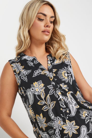 Yours Curve Black Paisley Sleeveless Blouse