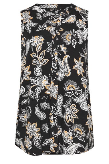 Yours Curve Black Paisley Sleeveless Blouse