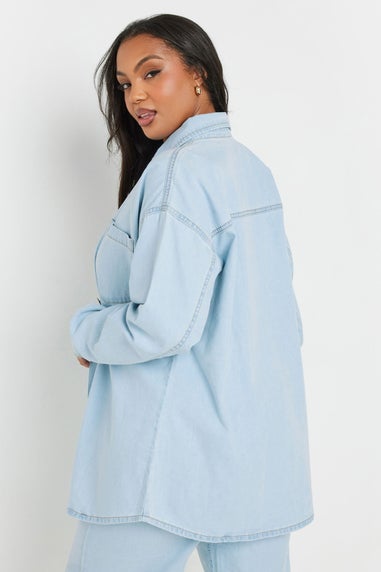 Yours Curve Light Blue Wash Denim Shirt