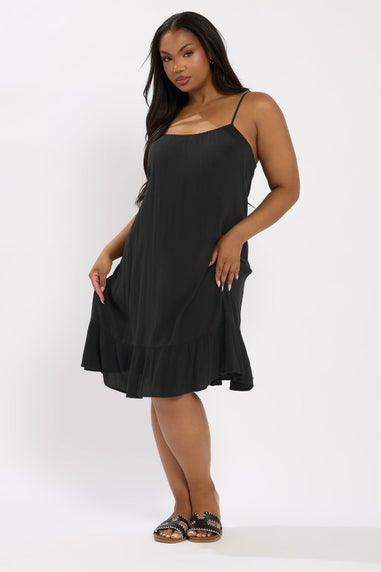 Yours Curve Black Crinkle Mini Dress