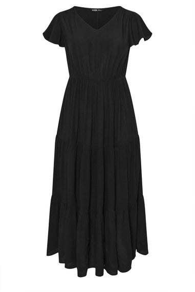 Yours Curve Black Crinkle Thrown On Maxi Dress