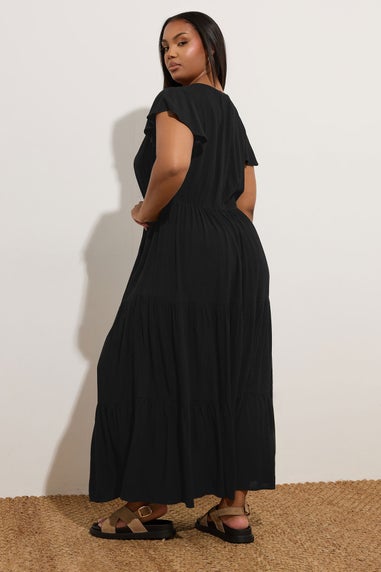 Yours Curve Black Crinkle Thrown On Maxi Dress