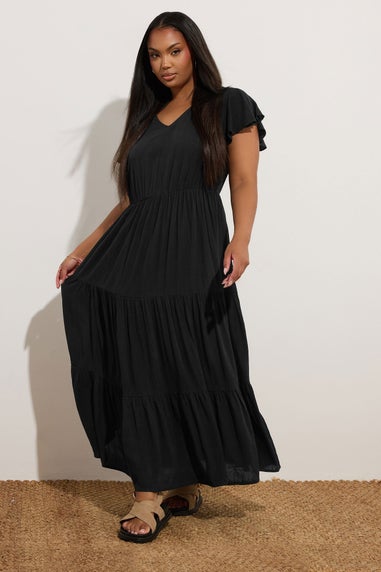 Yours Curve Black Crinkle Thrown On Maxi Dress