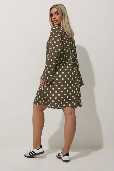 LIMITED COLLECTION Curve Brown Polka Dot Mini Dress