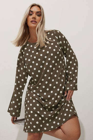 LIMITED COLLECTION Curve Brown Polka Dot Mini Dress