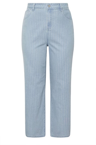 LIMITED COLLECTION Curve Light Blue Pinstripe Wide Leg Jeans