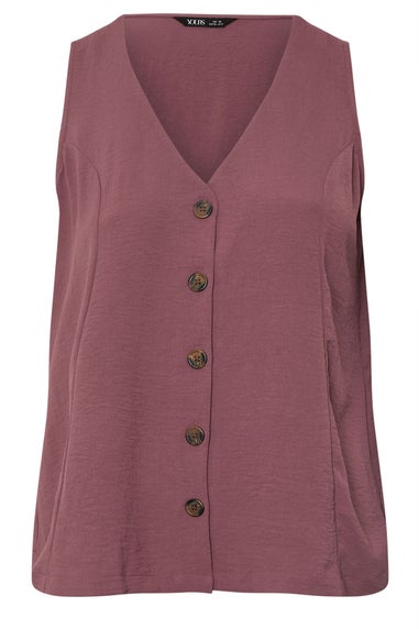 YOURS Curve Purple Button Through Waistcoat