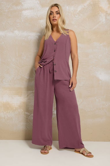 YOURS Curve Purple Button Through Waistcoat