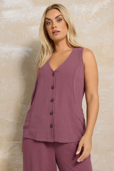 YOURS Curve Purple Button Through Waistcoat