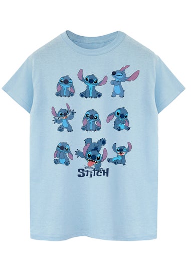 Disney Lilo & Stitch Multi Stitch Light Blue Graphic Boyfriend Fit T-Shirt