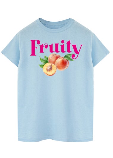 Brands In Fruity Peaches Light Blue Graphic Boyfriend Fit T-Shirt