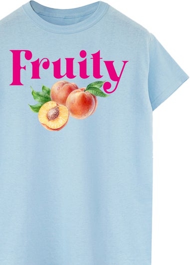 Brands In Fruity Peaches Light Blue Graphic Boyfriend Fit T-Shirt