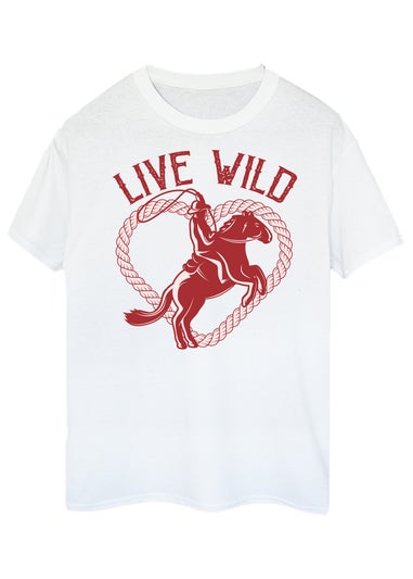 Brands In Live Wild Western White Graphic Boyfriend Fit T-Shirt