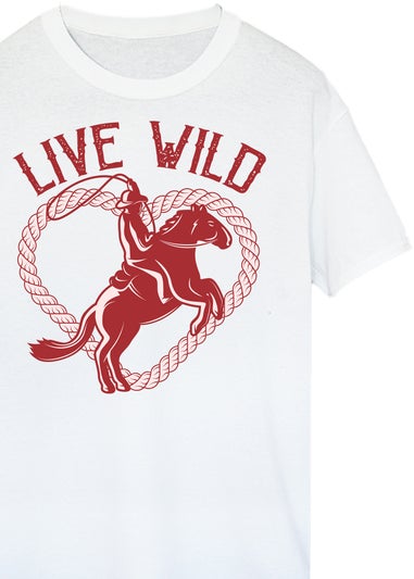 Brands In Live Wild Western White Graphic Boyfriend Fit T-Shirt