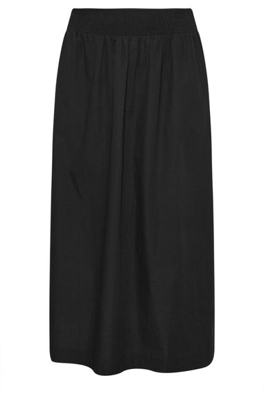 Yours Curve Black Poplin Shirred Waist Maxi Skirt