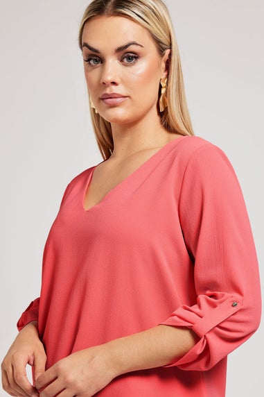 YOURS LONDON Curve Pink Asymmetric Hem Blouse