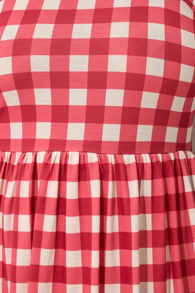 LIMITED COLLECTION Curve Red Gingham Puff Ball Mini Dress