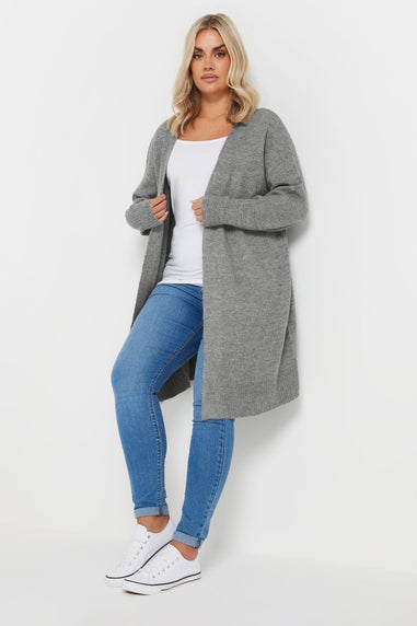 Yours Curve Grey Soft Touch Knitted Cardigan