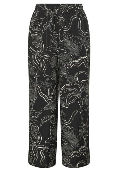 Yours Curve Black Shell Print Wide Leg Trousers