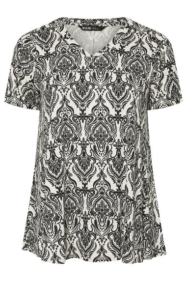 Yours Curve White Paisley Print Swing Top