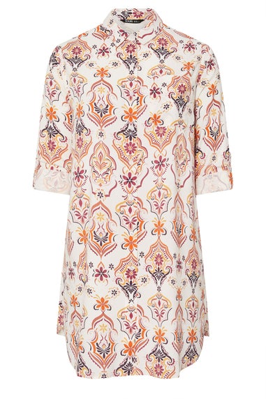YOURS Curve White Paisley Print Longline Shirt