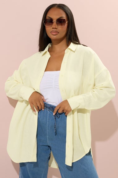 YOURS Curve Butter Yellow Linen Shirt