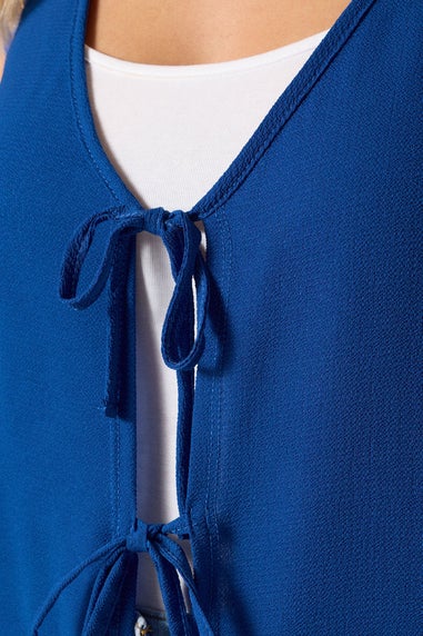 Yours Curve Cobalt Blue Bow Tie Front Waistcoat