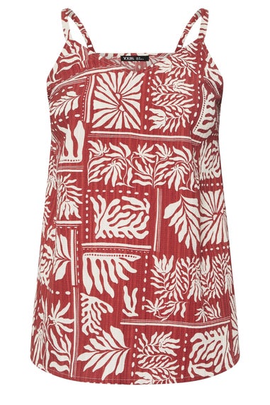 Yours Curve Burnt Orange Leaf Print Cami Top