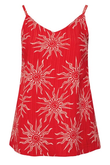 Yours Curve Red Sun Print Cami Top
