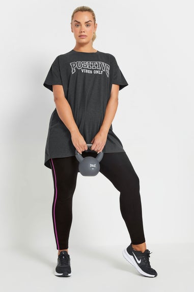 Yours Active Curve Grey Positive Vibes Only Top