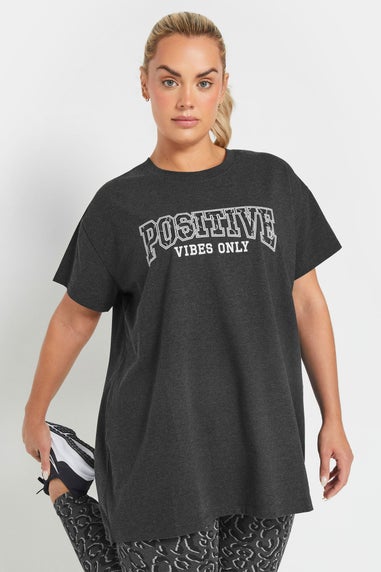 Yours Active Curve Grey Positive Vibes Only Top