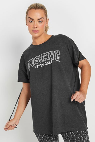 Yours Active Curve Grey Positive Vibes Only Top