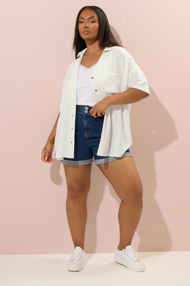 YOURS Curve Buttermilk Yellow Chambray Shirt