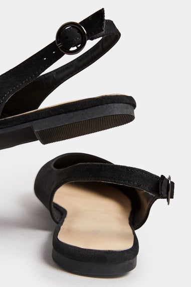 Black Faux Suede Slingback Pumps In Extra Wide Fit