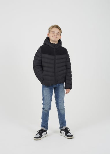 Brave Soul Black Borg Yoke Hooded Padded Jacket (7-13 yrs)