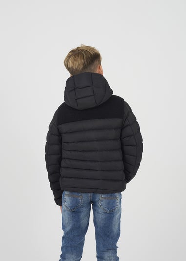 Brave Soul Black Borg Yoke Hooded Padded Jacket (7-13 yrs)