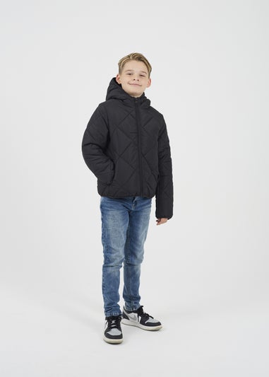 Brave Soul Black Quilted Hooded Puffer Jacket (7-13 yrs)