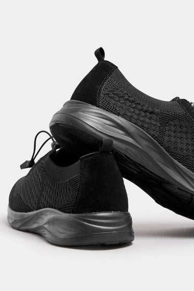 Yours Black Woven Drawcord Trainers In Extra Wide EEE Fit