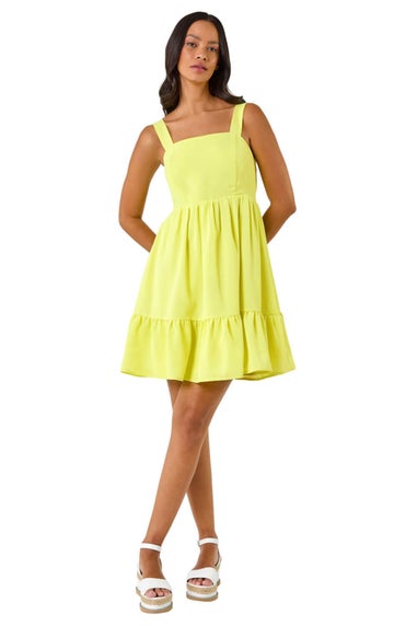 Dusk Lime Dusk Poplin Tiered Swing Dress