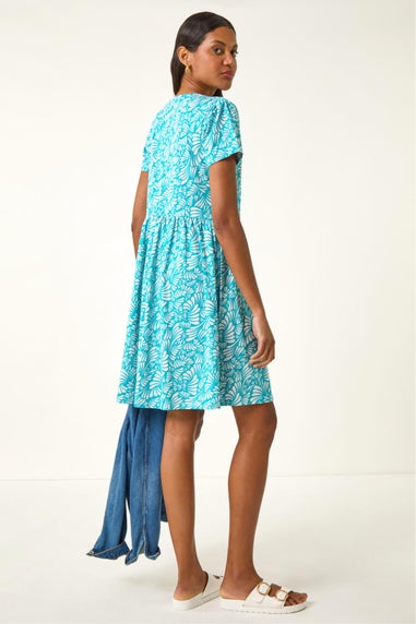Roman Aqua Abstract Print Jersey Dress