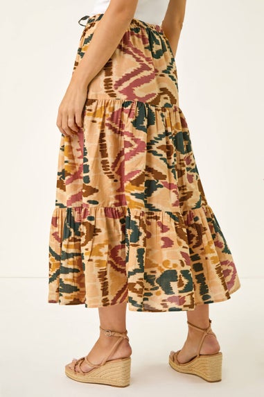 Roman Multi Petite Abstract Tiered Midi Skirt