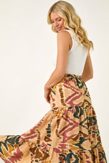 Roman Multi Petite Abstract Tiered Midi Skirt