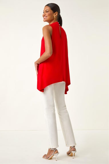 Roman Red Keyhole Front Stretch Top