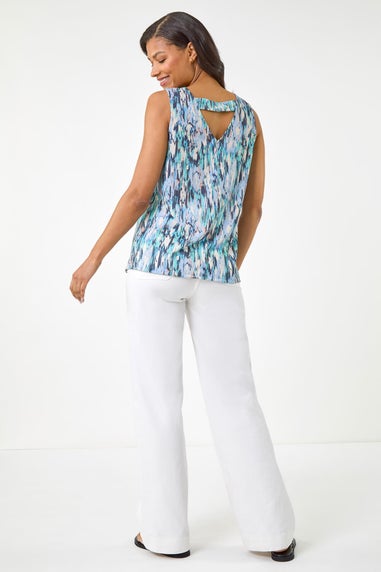 Roman Beige Abstract Bar Back Vest Top