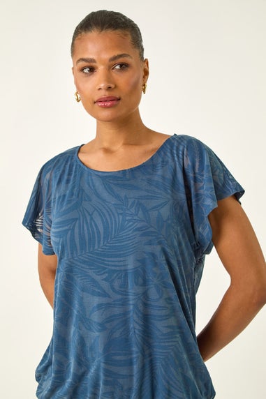 Roman Navy Burnout Bubble Hem Top