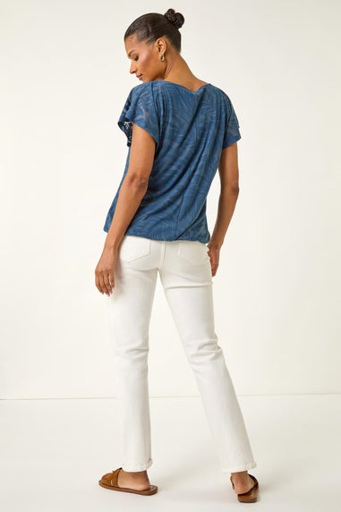 Roman Navy Burnout Bubble Hem Top