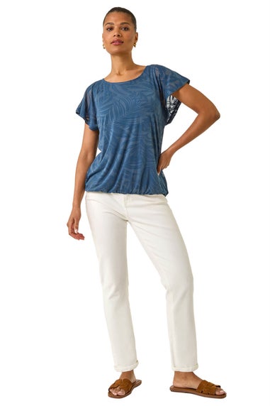 Roman Navy Burnout Bubble Hem Top