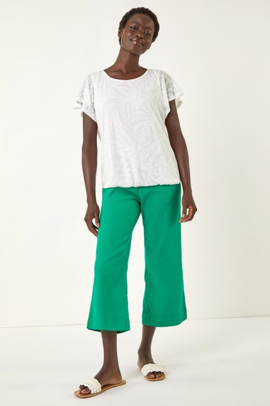 Roman Ivory Burnout Bubble Hem Top
