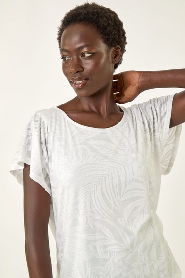 Roman Ivory Burnout Bubble Hem Top