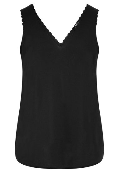 Yours Curve Black Scallop Trim Cami Top